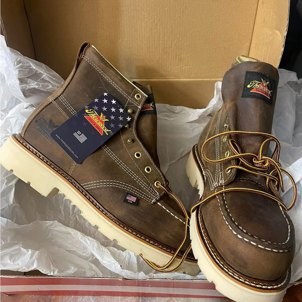 ThoroGood men's boots Brown Leather Work Boots - Picture 3 of 4